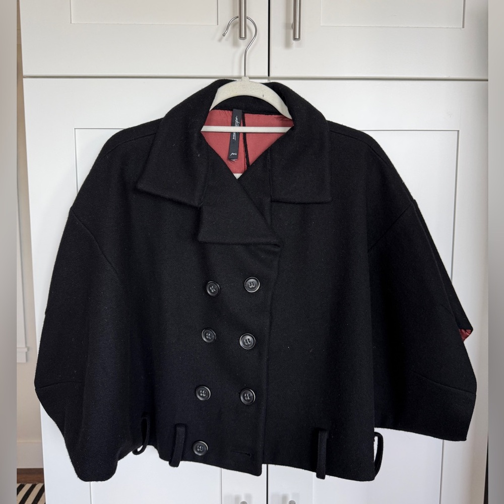 Vintage wool Paris Cropped Cape Jacket